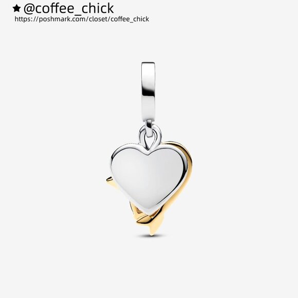 Pandora Engravable Heart & Arrow Double Dangle Charm - Picture 3 of 6